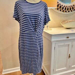 Talbots Blue Gray Ruched Sheath Dress